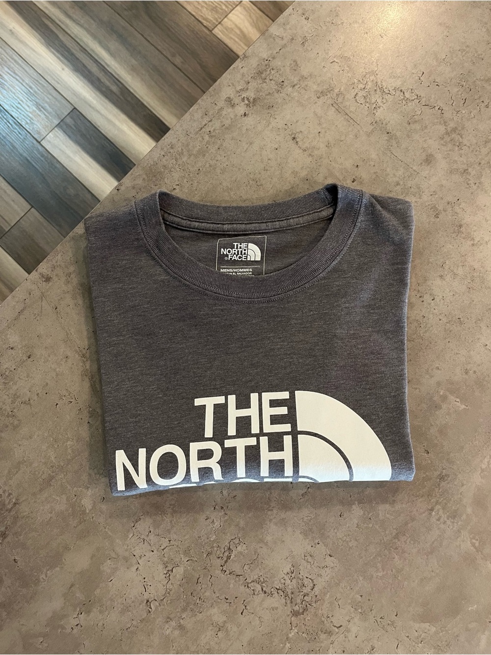 The North Face Men's Short Sleeve Tee in Charcoal with White Logo